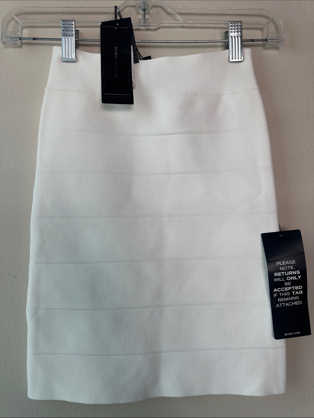BCBG Ivory White Textured Pencil Skirt
